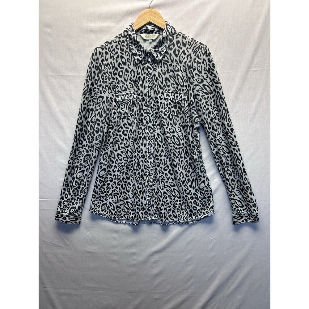 Roper Women’s L Animal Print Diamond Snap Rodeo Western Shirt Cheetah Leopard